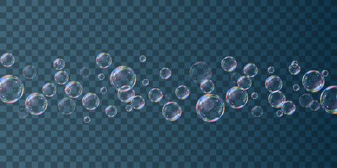 Festive bubbles.Network of realistic soap bubbles.Vector.EPS 10.