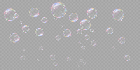 Festive bubbles.Network of realistic soap bubbles.Vector.EPS 10.
