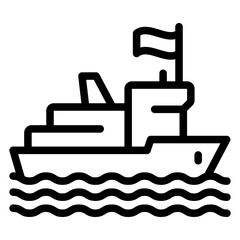 Fisherman ship line icon, water transport concept. Vector graphics. Sailor boat, ship sign on white background, style mobile or design.