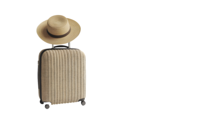 Travel Essentials: Stylish Luggage Bag and Straw Hat for the Adventurous Explorer