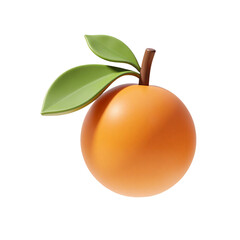 Orange Fruit with Leaves 3D Render Icon Illustration Cute Cartoon Style Fresh and Vibrant