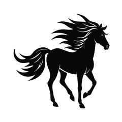 Wild Horse Silhouette With Wind Silhouette
