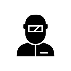 Welder with Mask Icon Black Filled Minimal Focused Face
