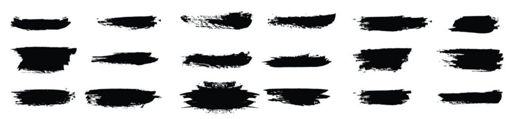 Set of grunge paintbrush ink stroke brush vector illustration 