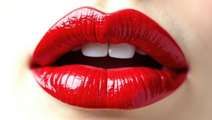 Obraz premium Close-up vibrant red lips isolated on pure white , picture, isolated, element