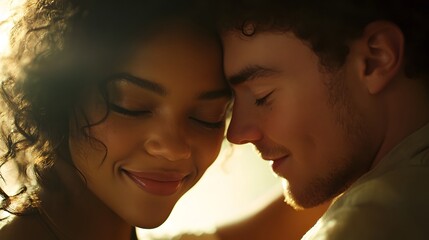 A tender moment is captured between two individuals, showcasing their closeness and affection in soft, warm lighting, suggesting intimacy and care.