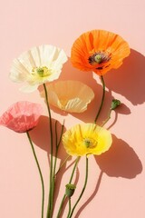 Vibrant poppy blooms in pastel harmony a symphony of color and light floral elegance botanical beauty nature's artistry spring awakening