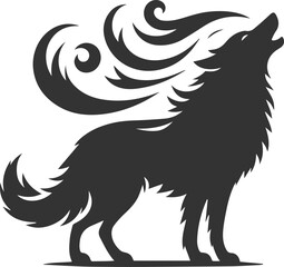 Silhouette of a wolf black vector animal