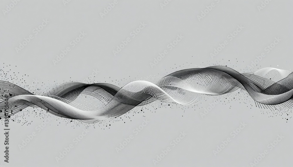 Poster dynamic wave patterns in monochrome abstract digital art modern design minimalist aesthetic digital 