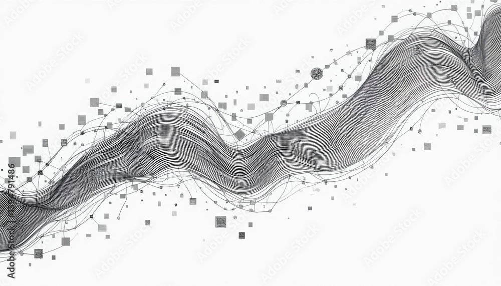 Aufkleber dynamic flow of digital data abstract visualization modern art creative space top-down view conceptu