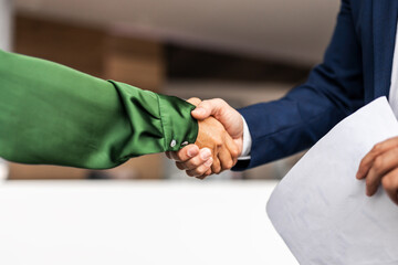 Professional Handshake Between Business Individuals in Formal Attire