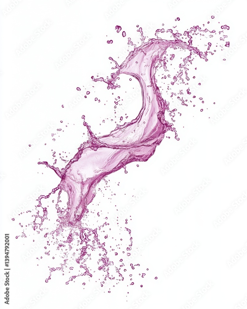 Poster dynamic splash of vibrant pink liquid on pristine white background creates a refreshing and artistic