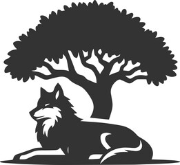 Silhouette of a wolf black vector animal
