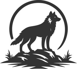 Silhouette of a wolf black vector animal