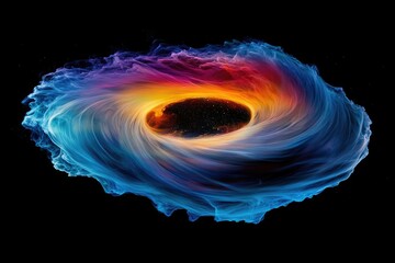 A swirling cosmic vortex of vibrant colors, revealing a starry expanse within its core.