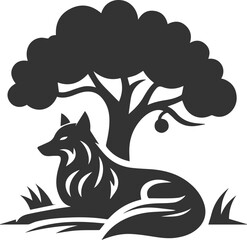 Silhouette of a wolf black vector animal