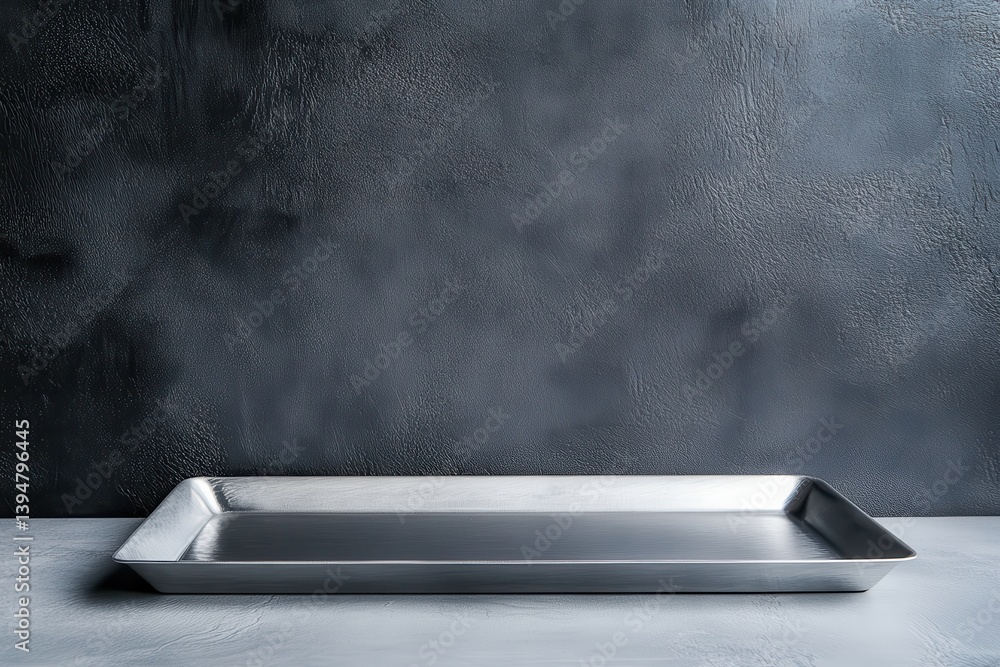 Poster metal tray placed on a textured surface showcasing simplicity and elegance in design