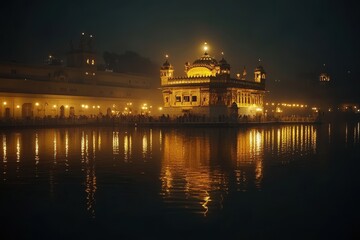 Golden Temple in Amritsar glowing under night lights