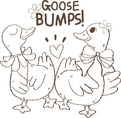 Out line Goose bumps, Silly Goose Design with Spring flowers, Silly Goose University Hand Drawn Design