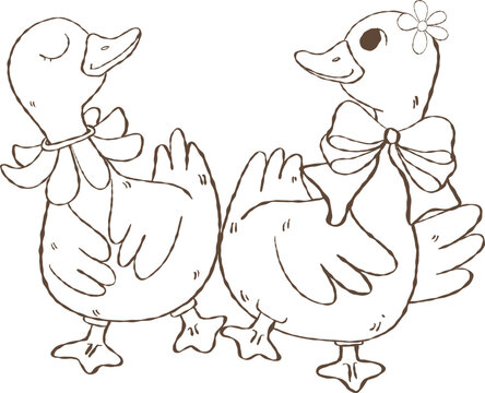 Out line Goose bumps, Silly Goose Design with Spring flowers, Silly Goose University Hand Drawn Design