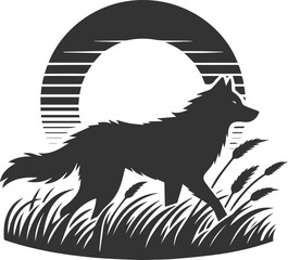 Silhouette of a wolf black vector animal