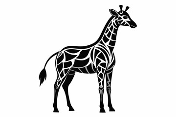 Naklejka premium Giraffe vector line art black design and white background