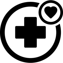 Obraz premium Medical Cross With Heart Glyph Icon