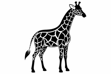 Naklejka premium Giraffe vector line art black design and white background