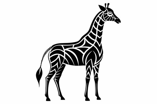 recommend clip art: Giraffe vector line art black design and white background