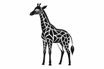Fototapeta premium Giraffe vector line art black design and white background