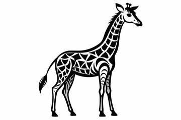 Naklejka premium Giraffe vector line art black design and white background