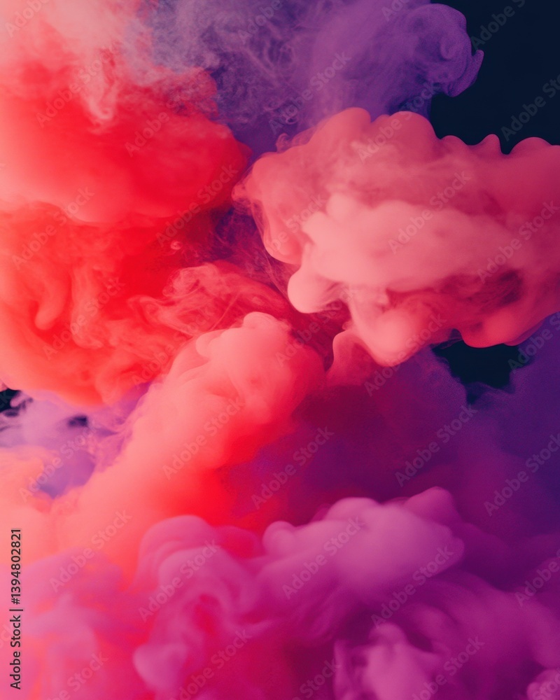 Aufkleber ethereal cloud of vibrant red and purple smoke swirling against a dark backdrop creating an abstract