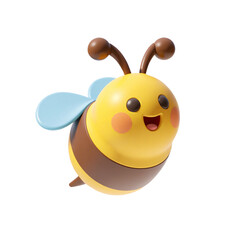 Obraz premium Cute Bee Mascot 3D Render Icon Illustration with Cute Cartoon Style on Transparent Background
