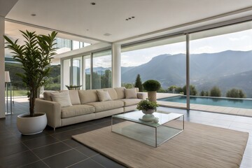 Modern Mountain View Luxury Home Interior Design Sofa Pool