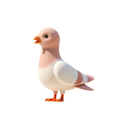 Full Body Pigeon 3D Render Icon Illustration Cute Cartoon Style Isolated on Transparent