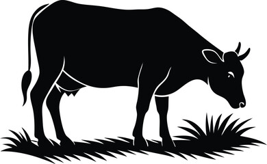 silhouette of a Cow grazing