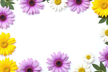 purple and yellow flowers on a white background