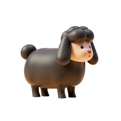 Naklejka premium Black Sheep Full Body 3D Render Icon Illustration in Cute Cartoon Style on Transparent BG