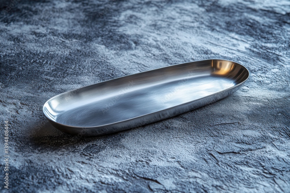 Poster stainless steel oval tray on textured surface showing elegant design and smooth finish