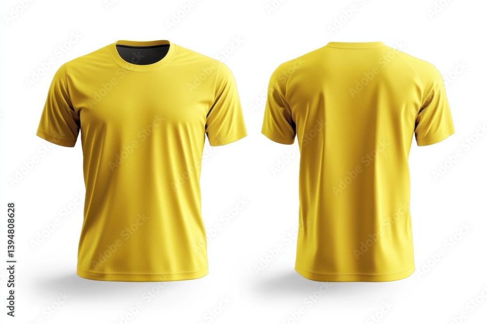 Aufkleber bright yellow short sleeve t-shirt displayed from multiple angles on a plain white background