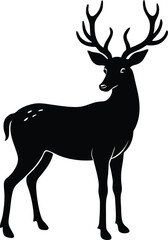 Fototapeta premium Deer with antlers standing alert silhouette