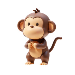 Fototapeta premium Monkey Full Body 3D Render Icon Illustration Cute Cartoon Style Design Element Isolated