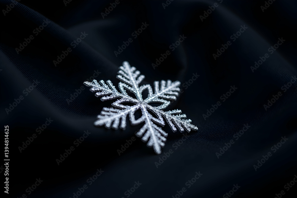 Poster a captivating close up of a delicate snowflake, showcasing its intricate and mesmerizing pattern aga