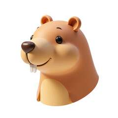 Fototapeta premium Capybara Head Only 3D Render Icon Illustration Cute Cartoon Style with Funny Expression