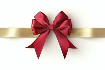 Fototapeta premium Red Bow on Gold Ribbon