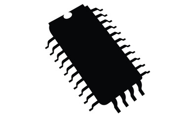 Microchip circuit icon flat silhouette, Microchip Vector Icon Illustration