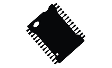 Microchip circuit icon flat silhouette, Microchip Vector Icon Illustration