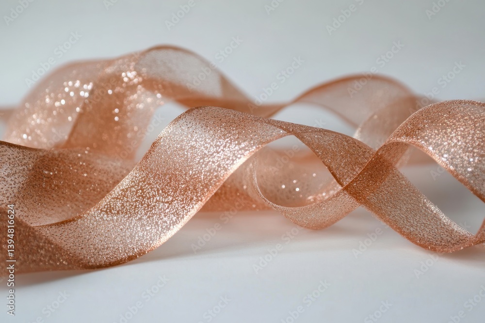 Poster sparkling ribbon of elegance: a close-up shot of a shimmering ribbon, its delicate weave and subtle 