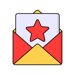 Envelope with star invitation icon in lineal color style, perfect for party invite or celebration designs