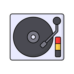 Turntable DJ icon in lineal color style, perfect for music events, parties, and DJ-related illustrations